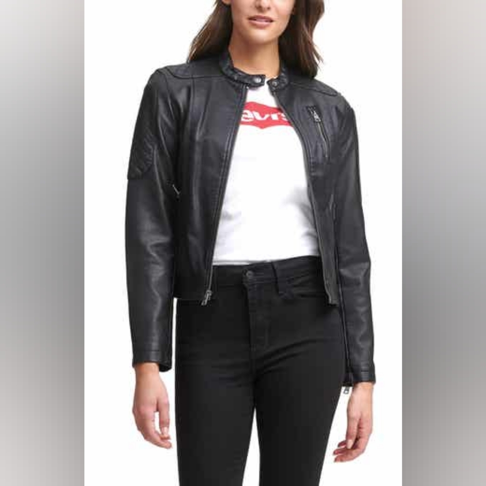Levi Strauss brown vegan leather jacket NWT